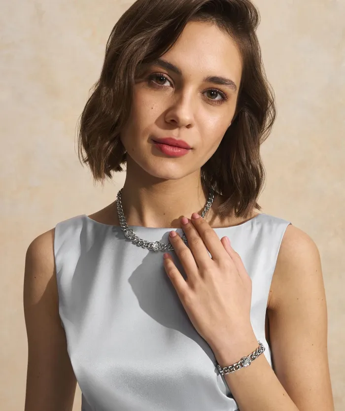 Olivia Burton Bracelets Women Tudor Rose Silver Tone Link Chain Bracelet