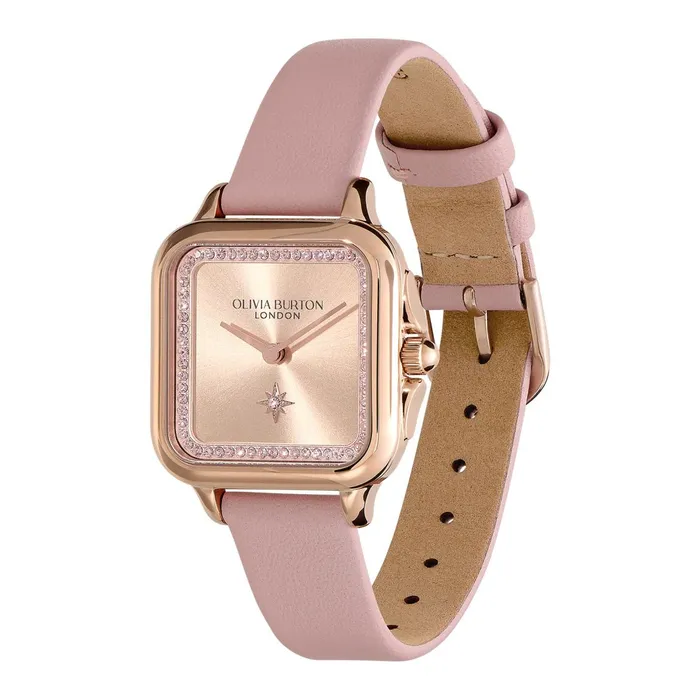 Olivia Burton Classic Watches Women 28mm Grosvenor Rose Gold and Mellow Rose Leather Strap Watch