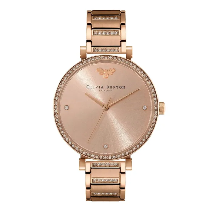 Olivia Burton Classic Watches Women 32mm Tbar Blush and Carnation Gold Bracelet Watch