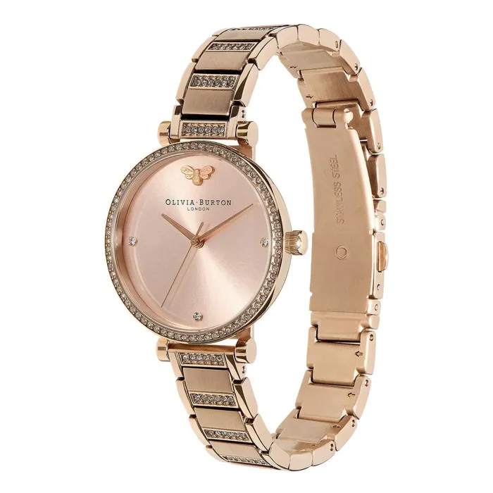 Olivia Burton Classic Watches Women 32mm Tbar Blush and Carnation Gold Bracelet Watch