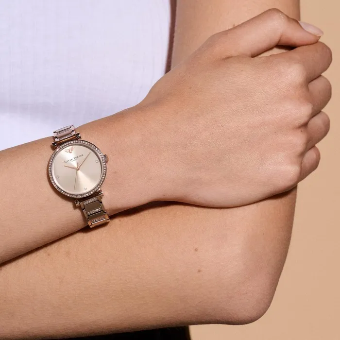 Olivia Burton Classic Watches Women 32mm Tbar Blush and Carnation Gold Bracelet Watch