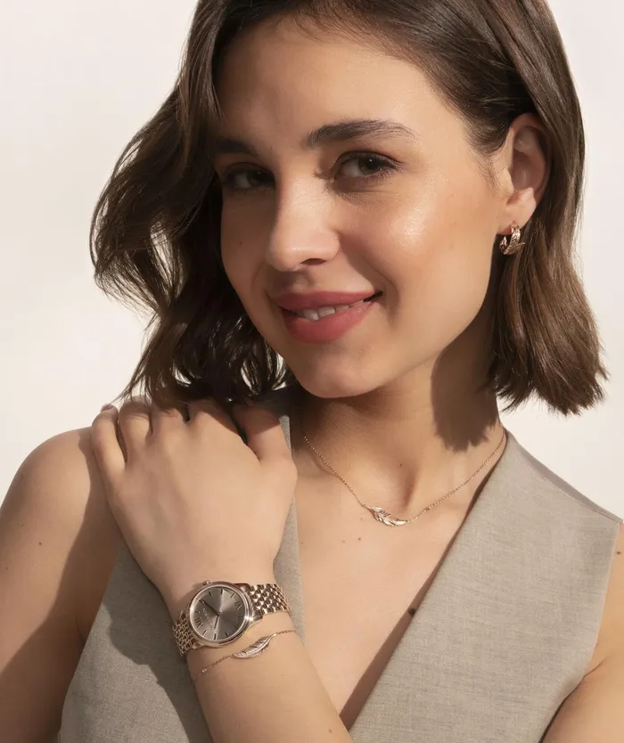 Olivia Burton Color Dial Watches Women 32mm Swirl Mushroom and Rose Gold Bracelet Watch