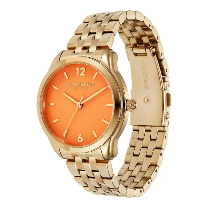 Olivia Burton Color Dial Watches Women 36mm Starlight Color Sweet Mandarin and Gold Bracelet Watch