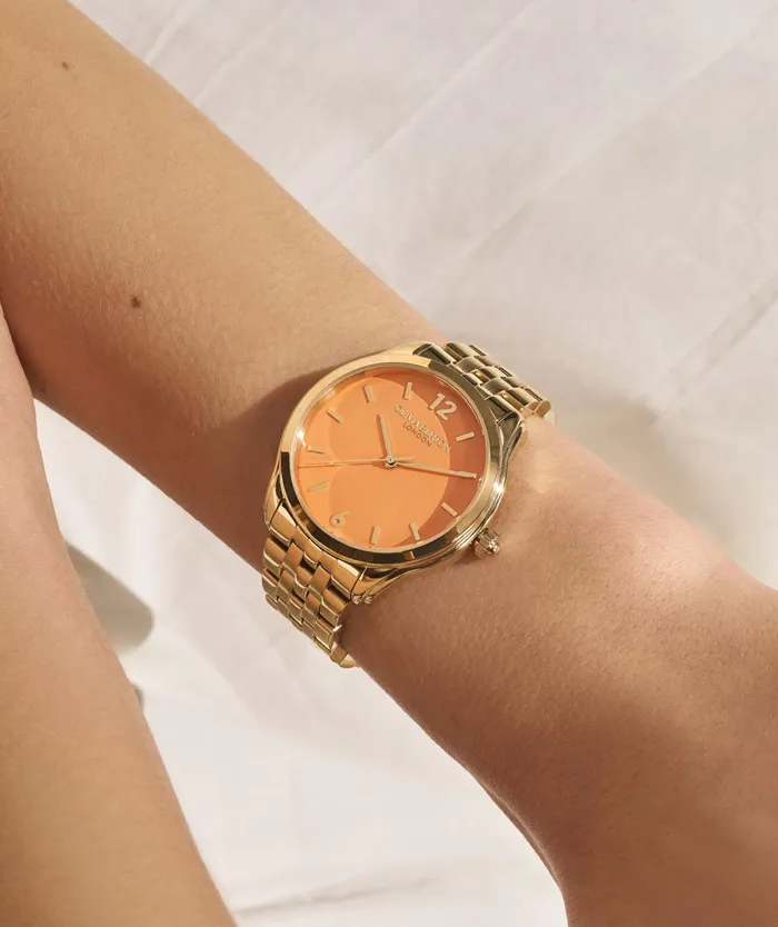 Olivia Burton Color Dial Watches Women 36mm Starlight Color Sweet Mandarin and Gold Bracelet Watch