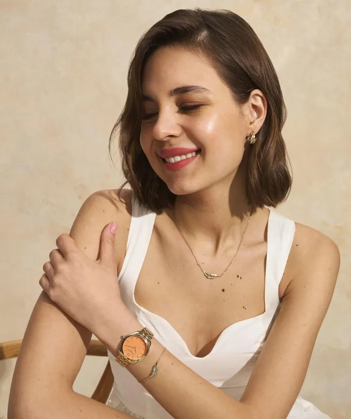 Olivia Burton Color Dial Watches Women 36mm Starlight Color Sweet Mandarin and Gold Bracelet Watch