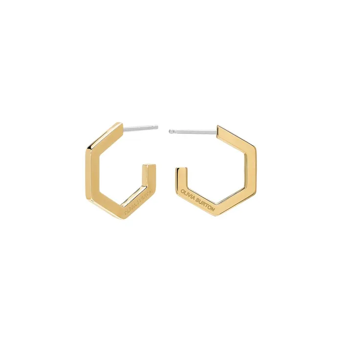 Olivia Burton Earrings Women Honeycomb Gold Plated Small Hoop Earrings