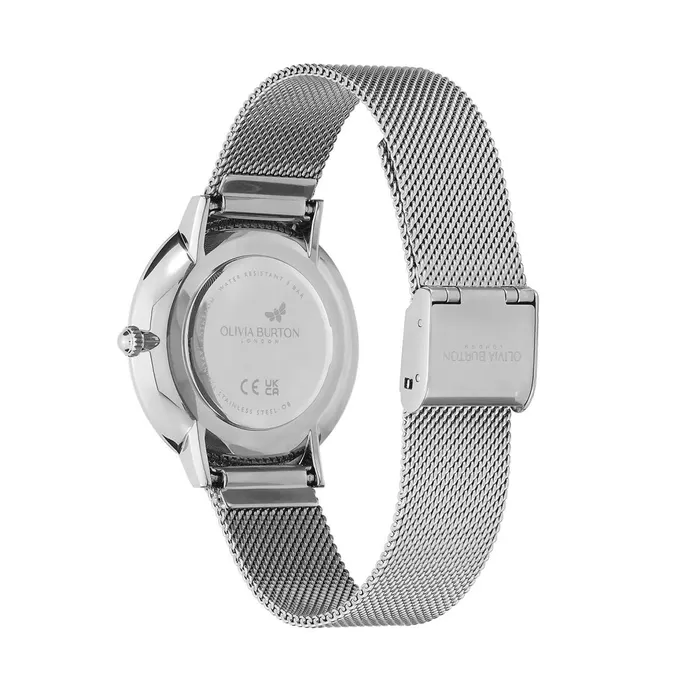Olivia Burton Signature Watches Women 35mm Butterfly Ultra Slim Silver Mesh Watch