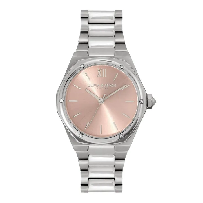 Olivia Burton Sports Luxe Watches Women 33mm Hexa Blush and Silver Bracelet Watch