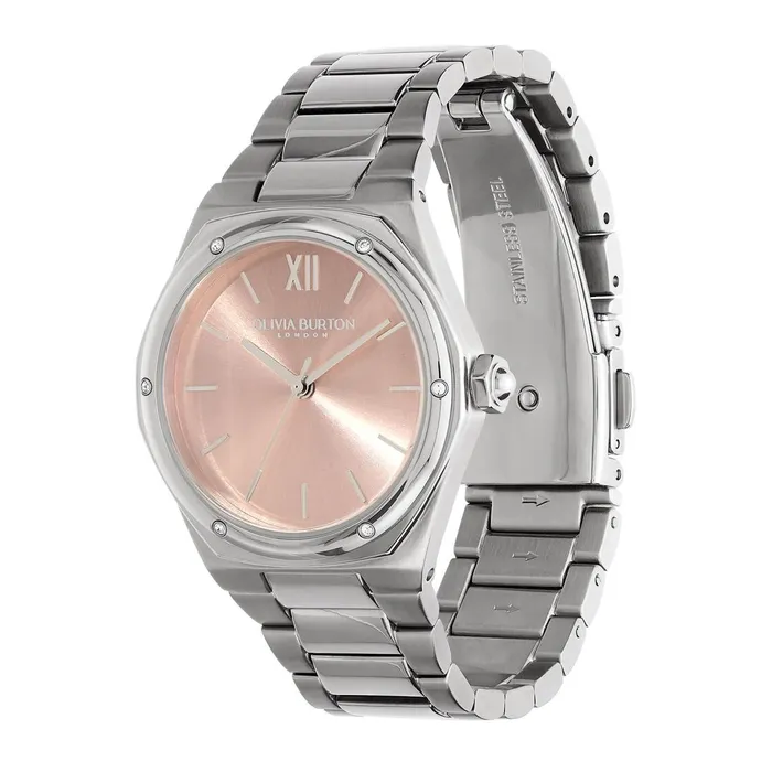 Olivia Burton Sports Luxe Watches Women 33mm Hexa Blush and Silver Bracelet Watch