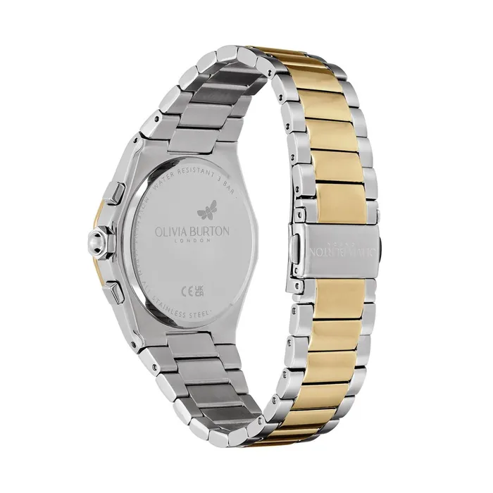 Olivia Burton Sports Luxe Watches Women 38mm Hexa MultiFunction White and Two Tone Bracelet Watch