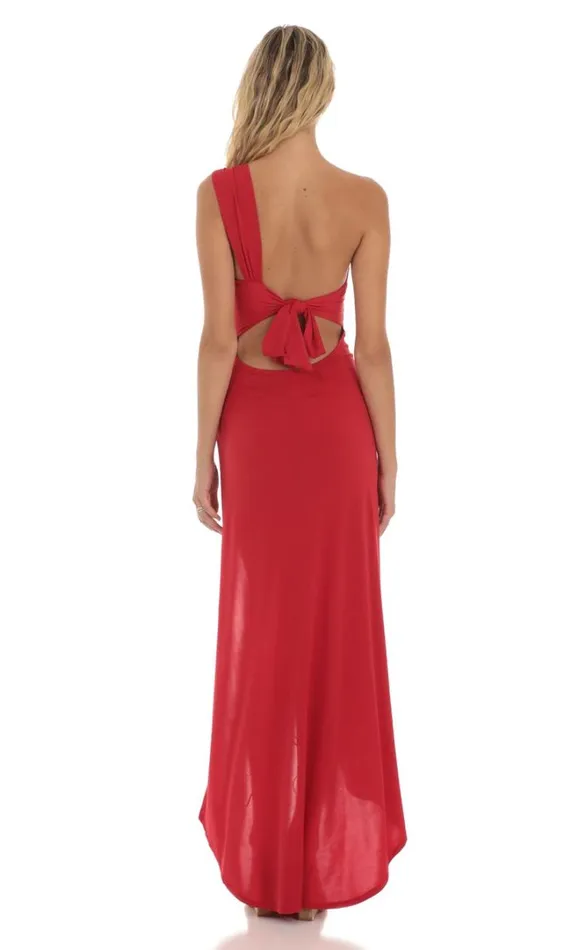 One Shoulder Dress Red Women LUCY IN THE SKY Maxi Dresses One Shoulder Dress Red Women LUCY IN THE SKY Maxi Dresses
