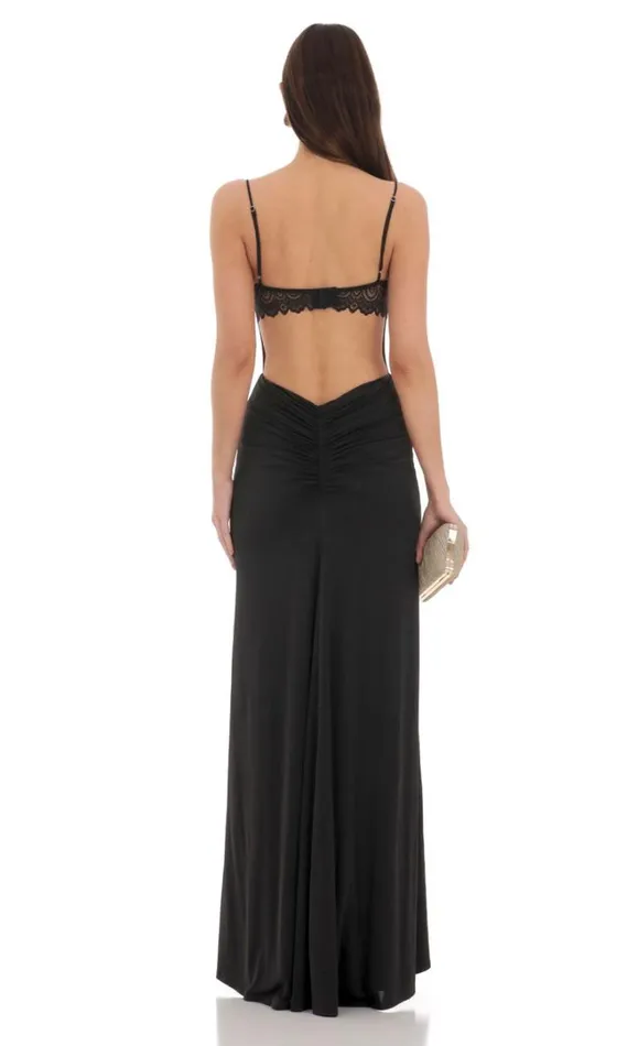 Open Back Mermaid Maxi Dress Black Women LUCY IN THE SKY Maxi Dresses