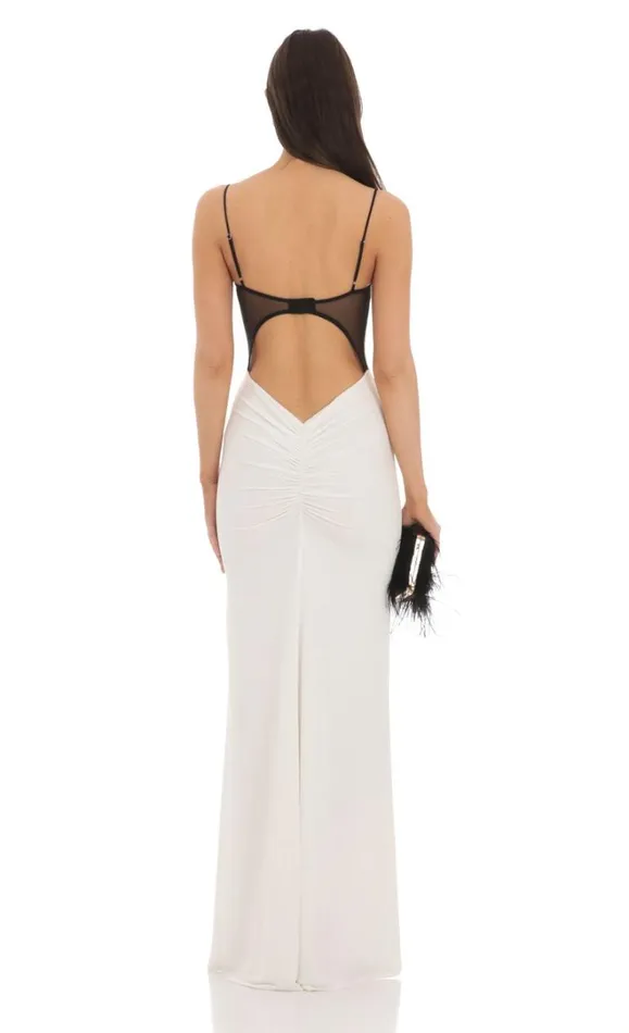 Open Back TwoToned Maxi Dress White Women LUCY IN THE SKY Maxi Dresses