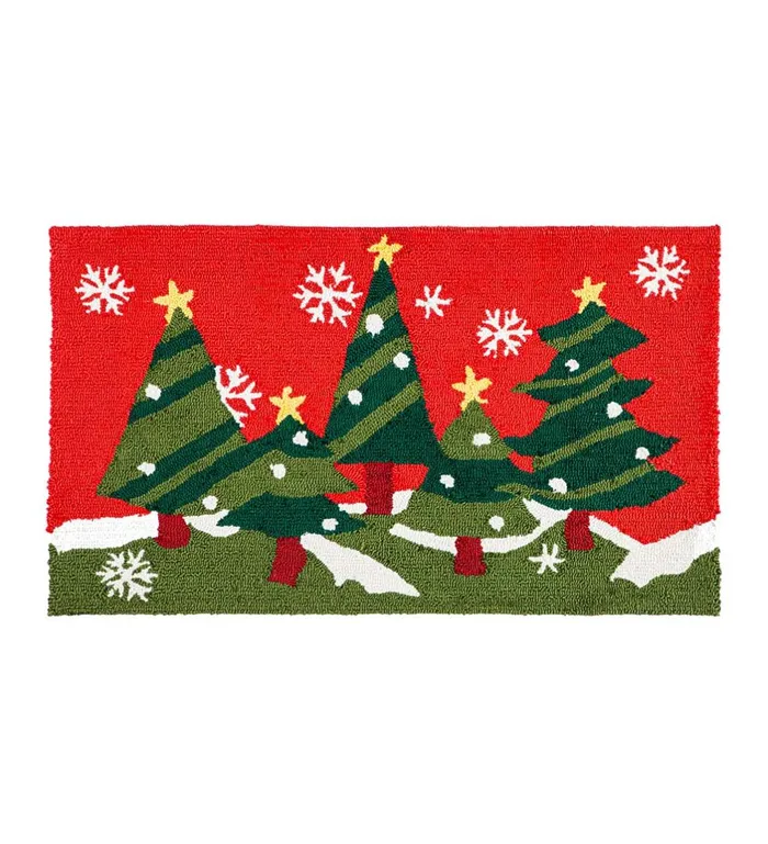 Outdoor Living Christmas Trees Holiday Hooked Accent Rug Plow and Hearth Doormats and Boot Trays Outdoor Living Christmas Trees Holiday Hooked Accent Rug Plow and Hearth Doormats and Boot Trays
