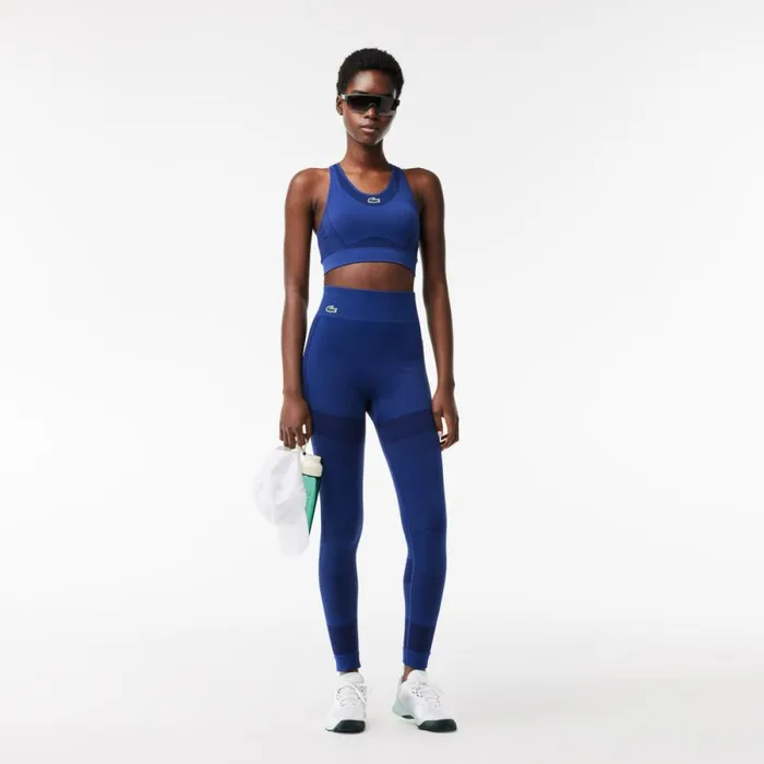 Pants and Leggings Women Lacoste Women039s Seamless MoistureWicking Sports Leggings Methylene Blue F9f