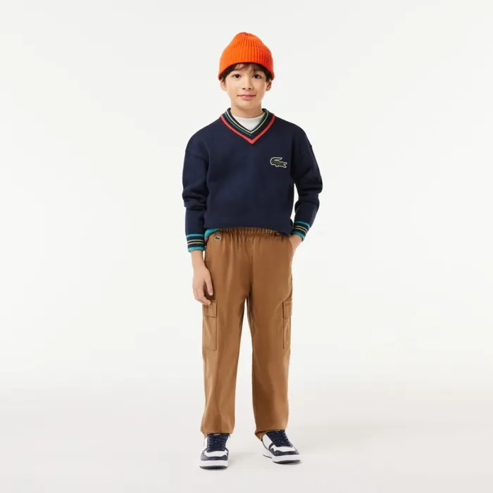 Pants and Shorts Kids Lacoste Kids039 Lightweight Gabardine Cargo Pants Brown Six