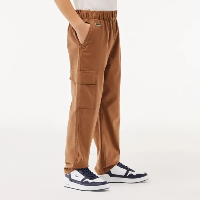 Pants and Shorts Kids Lacoste Kids039 Lightweight Gabardine Cargo Pants Brown Six