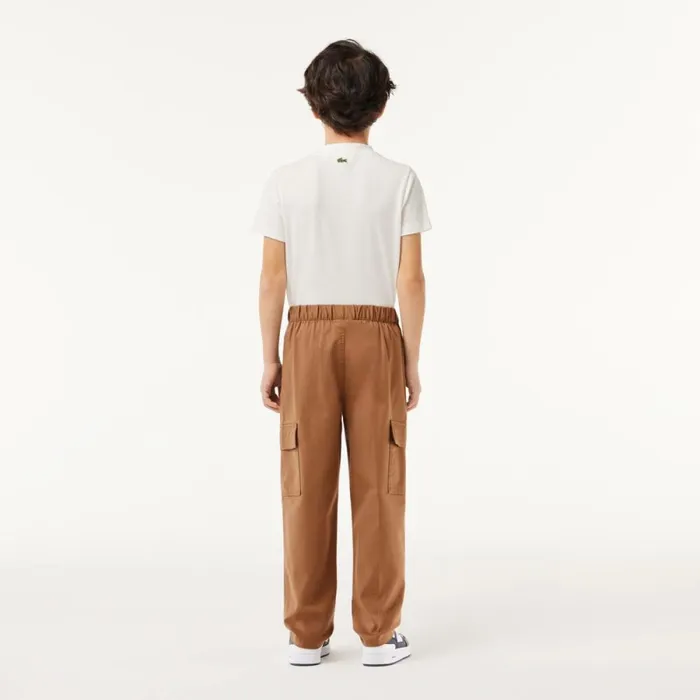 Pants and Shorts Kids Lacoste Kids039 Lightweight Gabardine Cargo Pants Brown Six