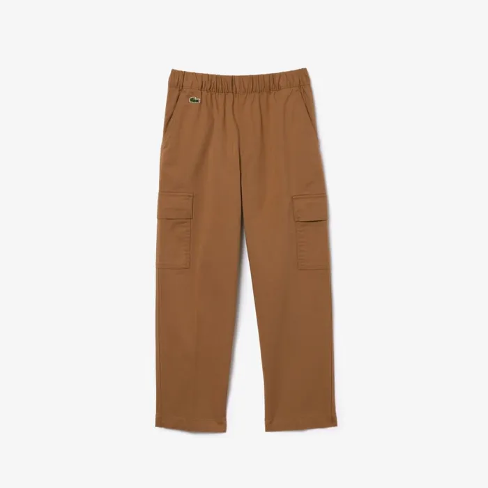 Pants and Shorts Kids Lacoste Kids039 Lightweight Gabardine Cargo Pants Brown Six