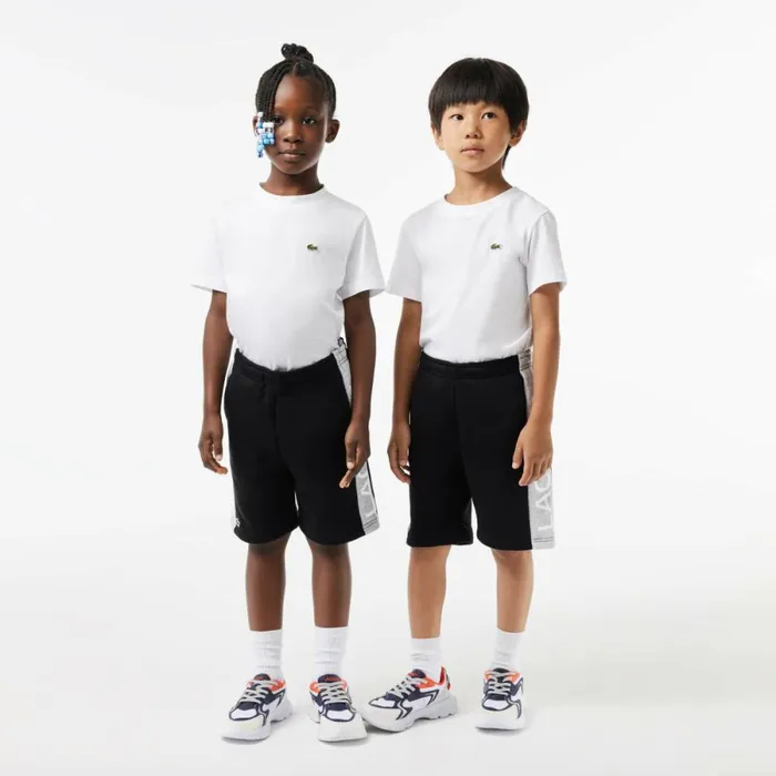 Pants and Shorts Kids Lacoste Kids Striped Organic Cotton Shorts Black Grey Chine Snp