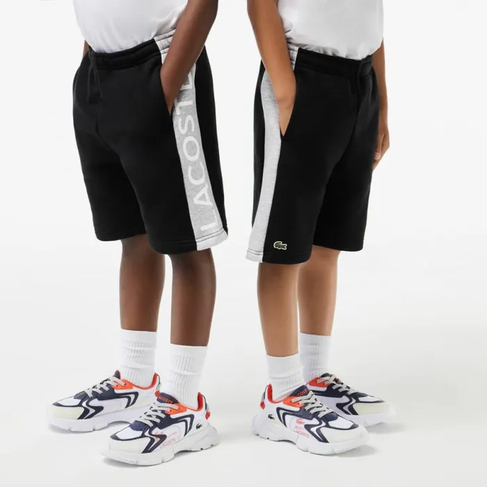 Pants and Shorts Kids Lacoste Kids Striped Organic Cotton Shorts Black Grey Chine Snp