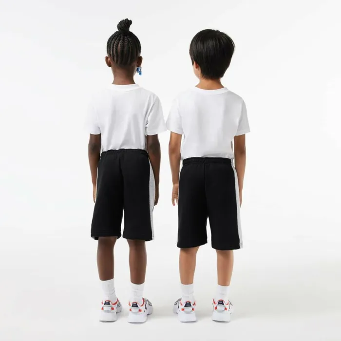 Pants and Shorts Kids Lacoste Kids Striped Organic Cotton Shorts Black Grey Chine Snp