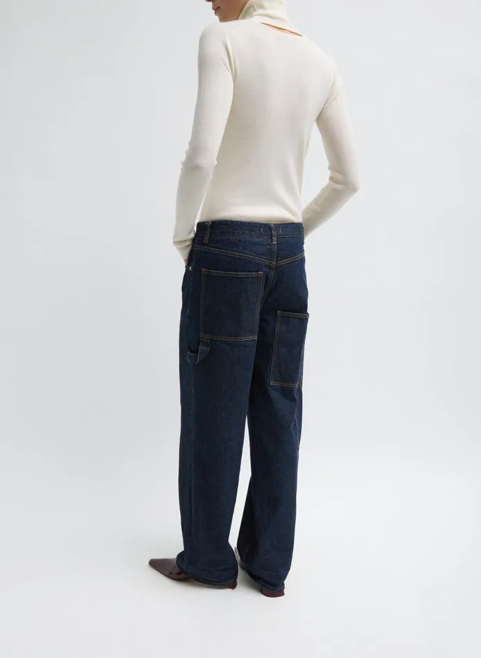 Pants and Shorts Women Tibi Indigo Denim Slouchy Carpenter Jean