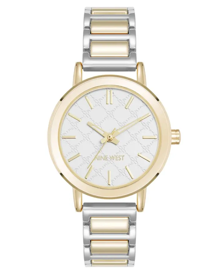 Patterned Dial Bracelet Watch Twotone Women Nine West Straps