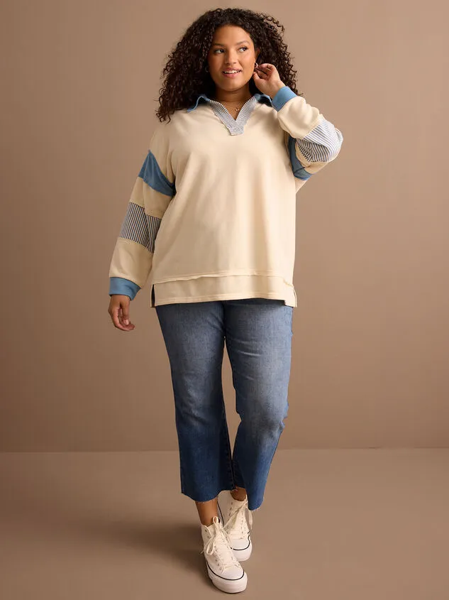 Payton Striped Pullover Creamblue Women Altar039d State Tops