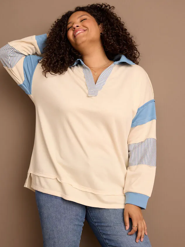 Payton Striped Pullover Creamblue Women Altar039d State Tops Payton Striped Pullover Creamblue Women Altar039d State Tops