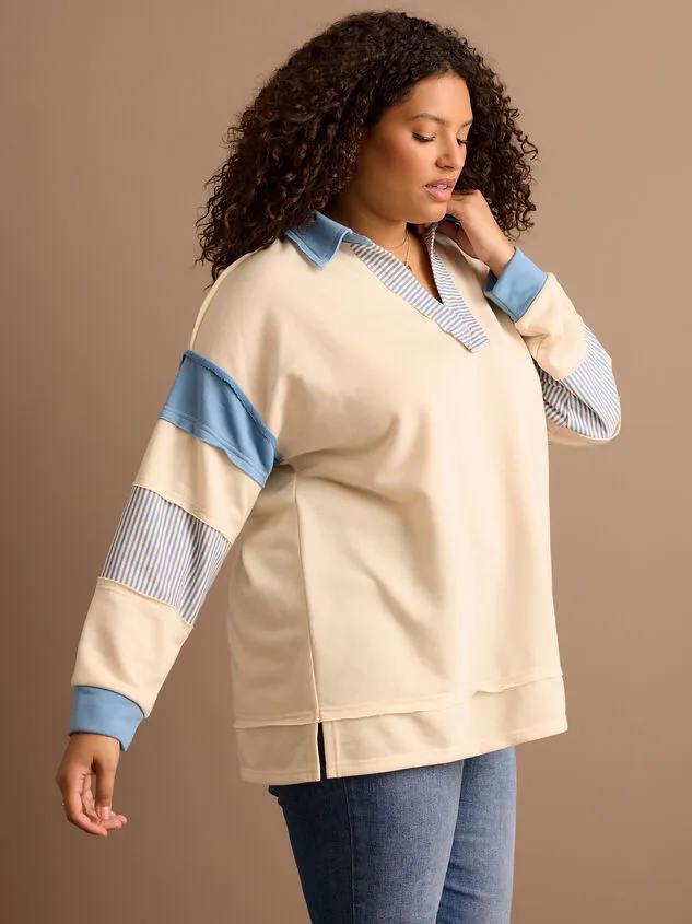 Payton Striped Pullover Creamblue Women Altar039d State Tops Payton Striped Pullover Creamblue Women Altar039d State Tops