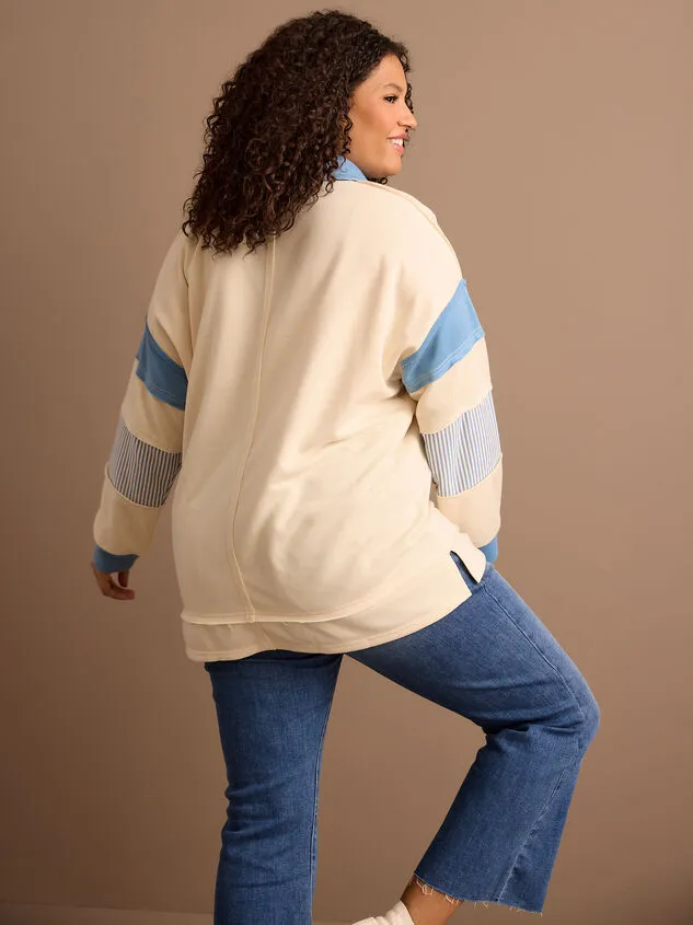 Payton Striped Pullover Creamblue Women Altar039d State Tops Payton Striped Pullover Creamblue Women Altar039d State Tops