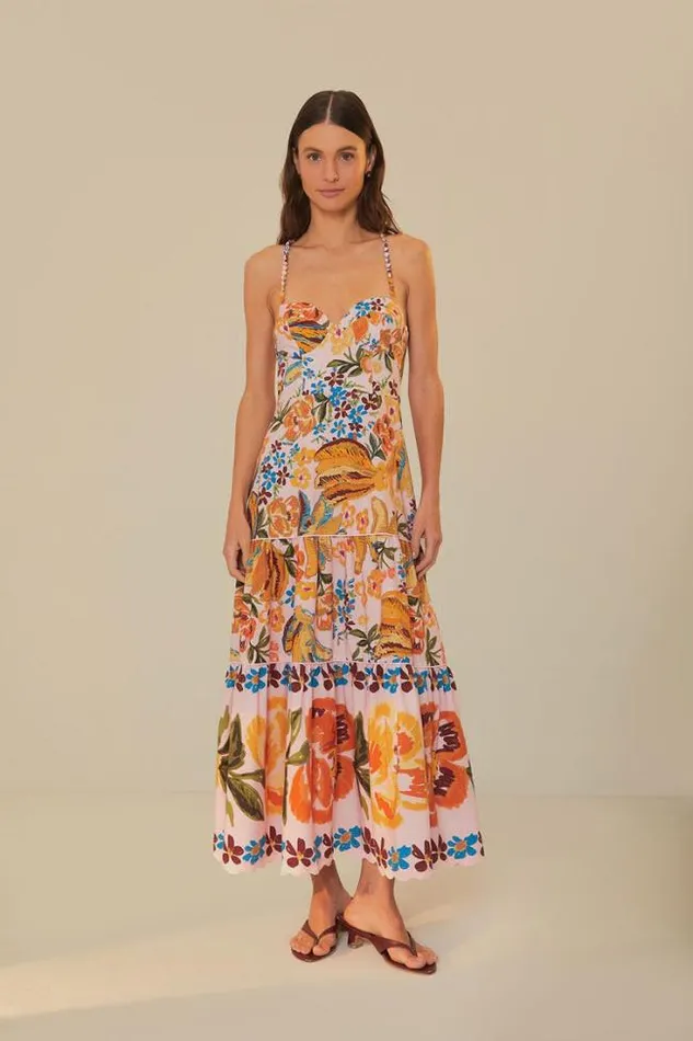 Pink Spring Bananas Midi Dress Women FARM Rio Midi Dresses