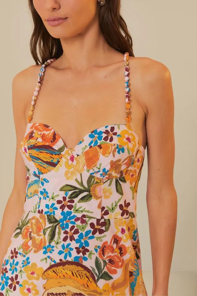 Pink Spring Bananas Midi Dress Women FARM Rio Midi Dresses
