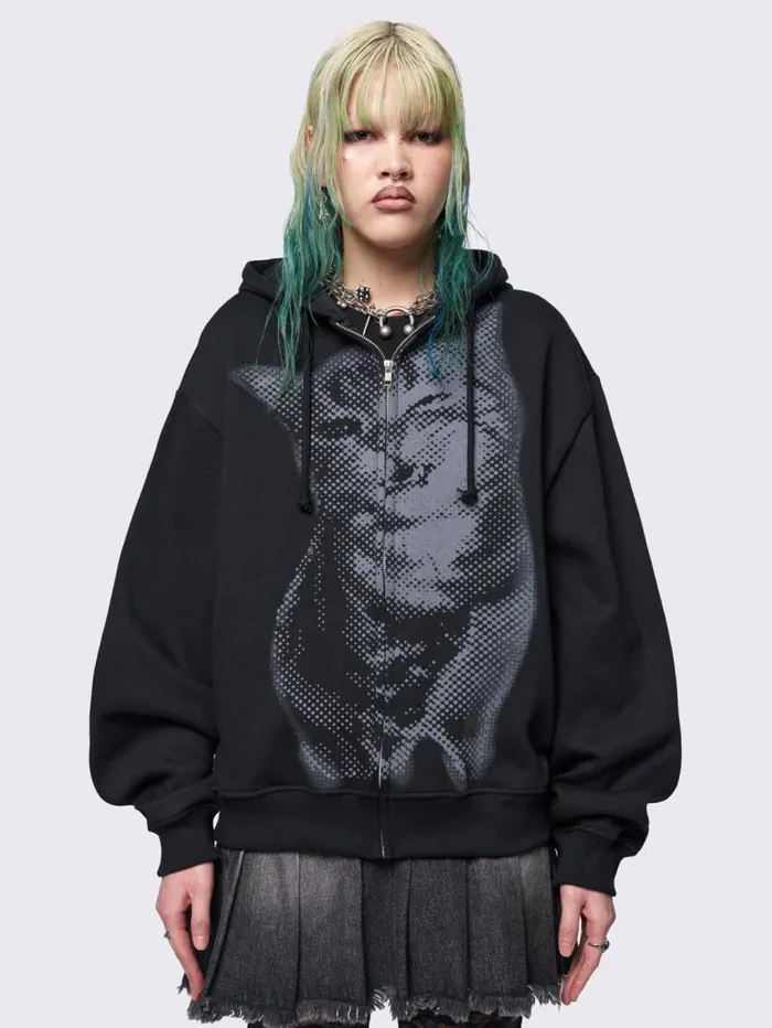 Pixel Kitty Zip Up Hoodie Women Minga London Sweatshirts and Hoodies