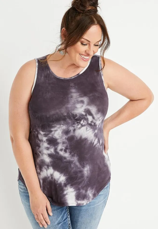 Plus Size 247 Black Tie Dye High Neck Tank Top Women Maurices Plus Tops