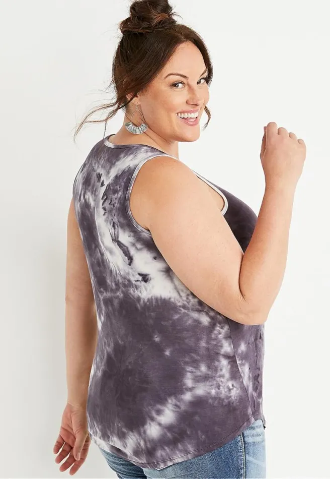 Plus Size 247 Black Tie Dye High Neck Tank Top Women Maurices Plus Tops