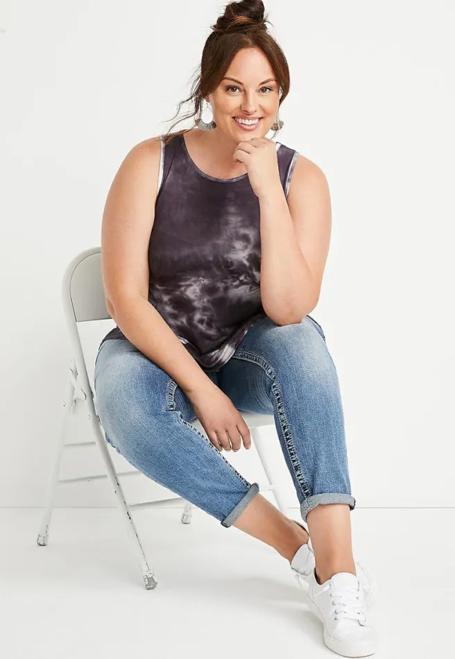 Plus Size 247 Black Tie Dye High Neck Tank Top Women Maurices Plus Tops