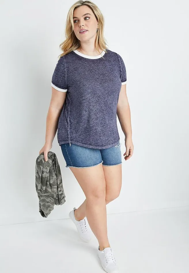 Plus Size 247 Blue Colorblock Back Ringer Tee Women Maurices Plus Tops