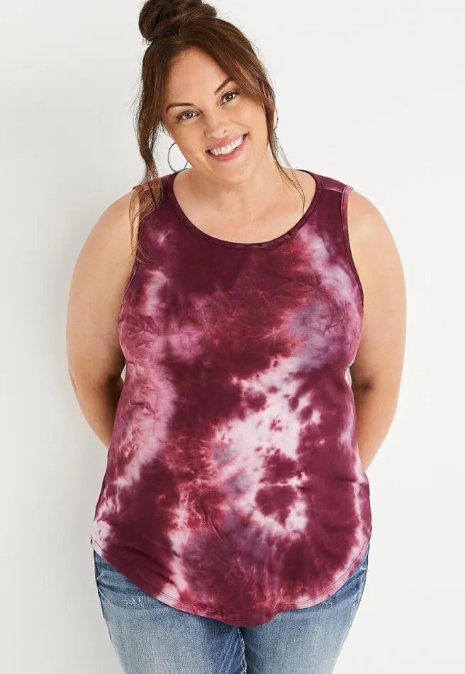 Plus Size 247 Burgundy Tie Dye High Neck Tank Top Women Maurices Plus Tops