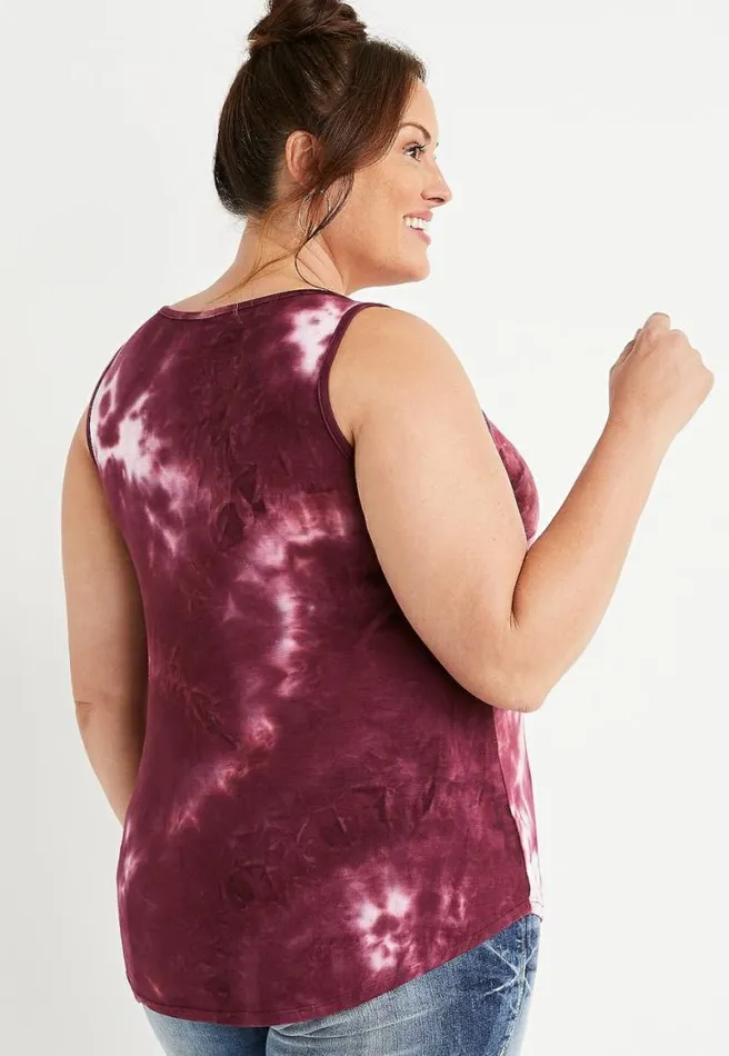 Plus Size 247 Burgundy Tie Dye High Neck Tank Top Women Maurices Plus Tops