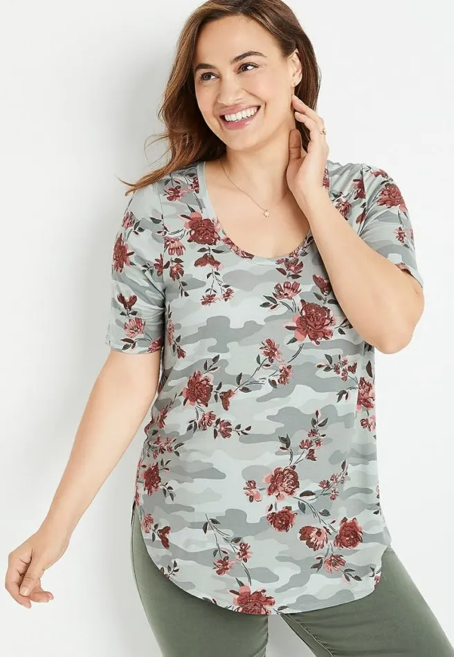 Plus Size 247 Camo Floral Flawless Tee Women Maurices Plus Tops