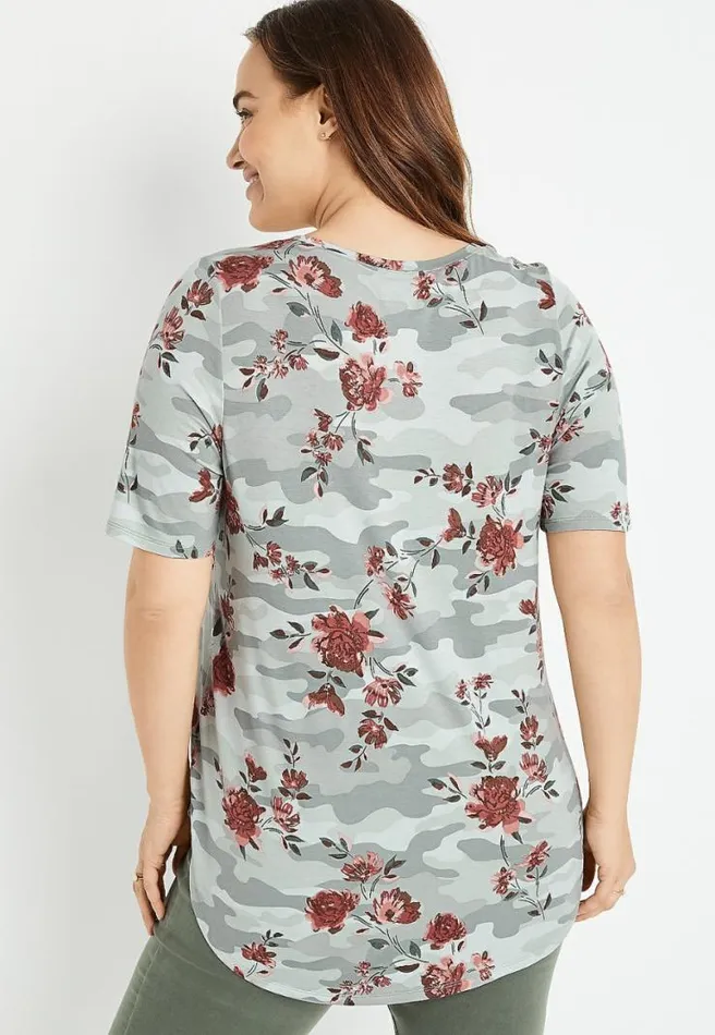 Plus Size 247 Camo Floral Flawless Tee Women Maurices Plus Tops