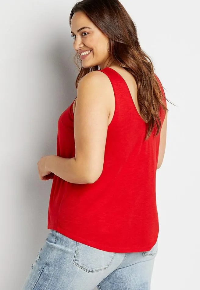 Plus Size 247 Eyelet Insert Button Tank Top Women Maurices Plus Tops