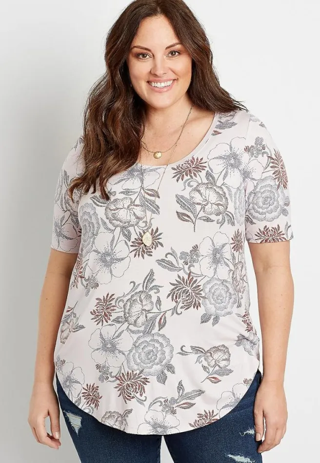 Plus Size 247 Floral Flawless Tee Women Maurices Plus Tops