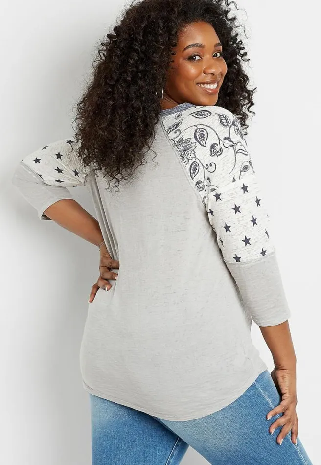 Plus Size 247 Gray Americana Baseball Tee Women Maurices Plus Tops