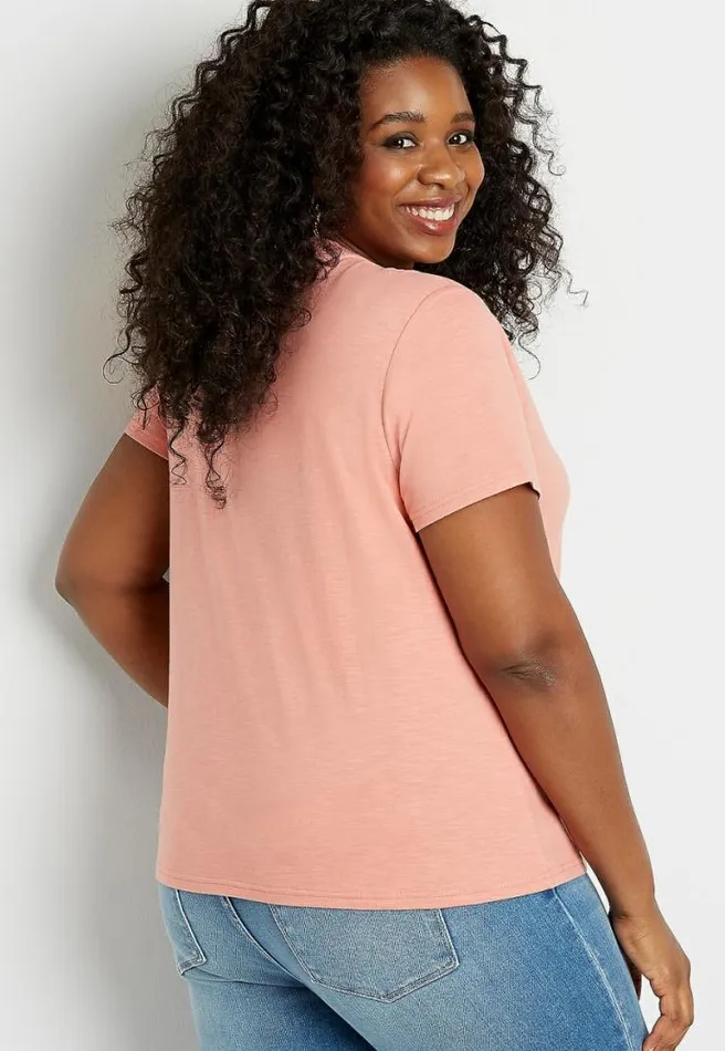 Plus Size 247 Solid Crew Neck Cropped Tee Women Maurices Plus Tops