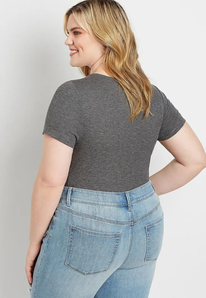 Plus Size 247 Solid Rib Knit Tuck In Tee Women Maurices Plus Tops