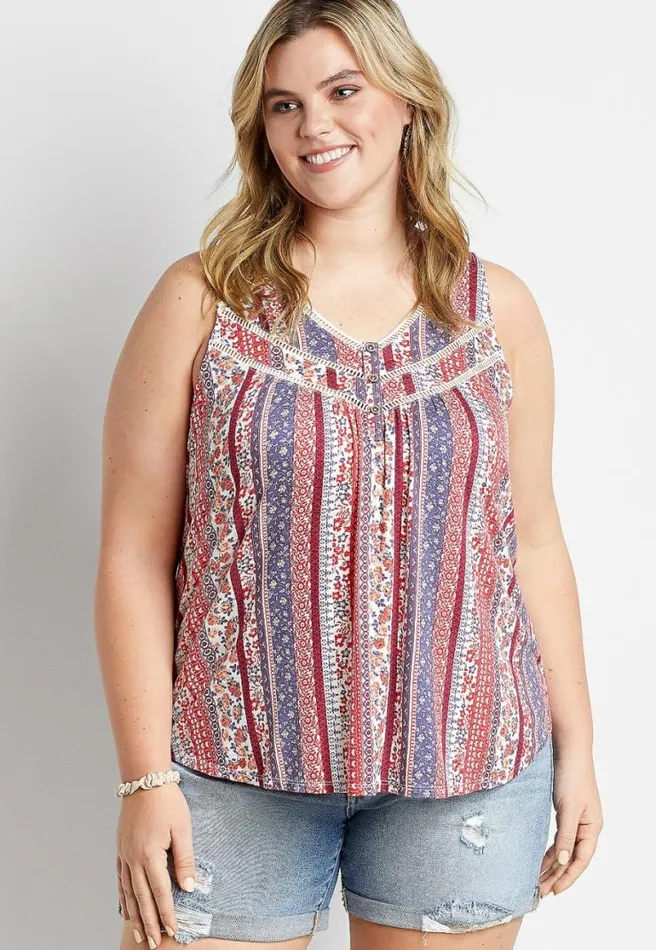 Plus Size Americana Henley Tank Top Women Maurices Plus Tops