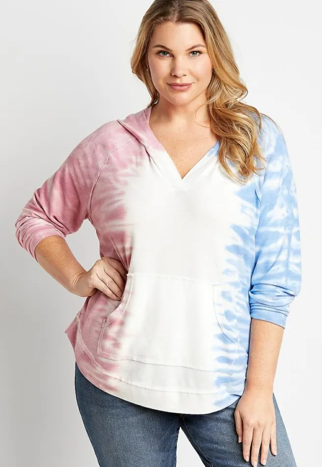 Plus Size Americana Tie Dye Hoodie Women Maurices Plus Tops